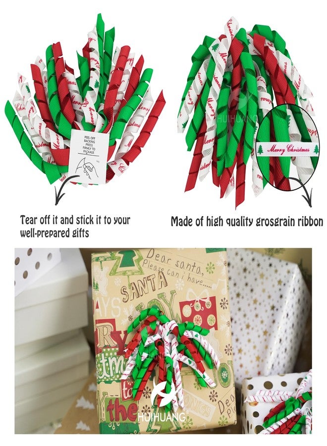 HUIHUANG Christmas Gift Bows Self Adhesive Curly Bows for Gift Wrapping Christmas Bow for Presents Gift Bags Gift Basket Holiday Decorations - 6 inch x 6 Counts - Image 3